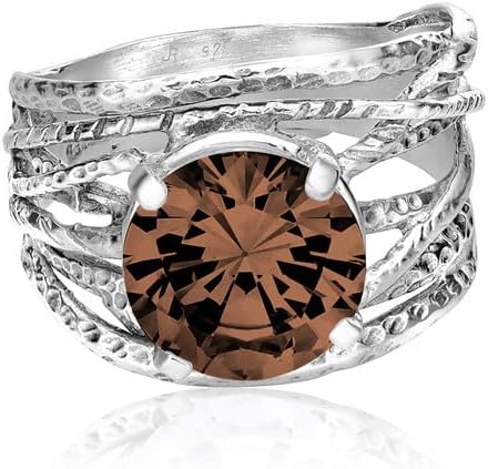 JEAN RACHEL JEWELRY 925 Sterling Silver Ring - Wrap Vintage Design with Prong Set Round Cubic Zirconia - Hypoallergenic, Lead & Nickel Free - Artisan Handcrafted Statement Rings for Women