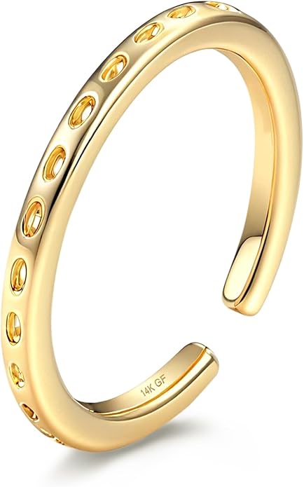 FIASASO 14K Gold Filled Toe Rings for Women Non Tarnish 14K Gold Filled Toe Ring Adjustable Band Opal Dainty Toe Ring Summer Beach Open Toe Rings Foot Jewelry