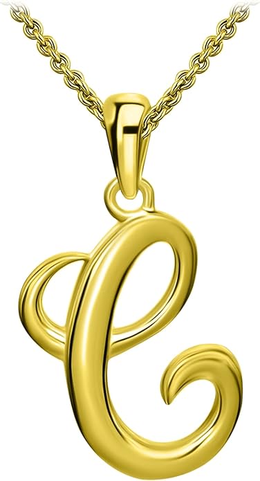 SEA OF ICE Letter Initial Necklace, Alphabet Letter Pendant Necklace, Sterling Silver, Gold, Rose Gold Necklace for Women, Elegant Initial Necklaces, Personalized Custom Women's Necklaces