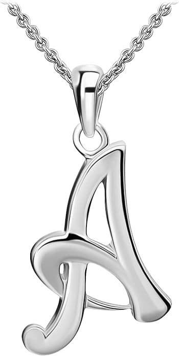 SEA OF ICE Letter Initial Necklace, Alphabet Letter Pendant Necklace, Sterling Silver, Gold, Rose Gold Necklace for Women, Elegant Initial Necklaces, Personalized Custom Women's Necklaces