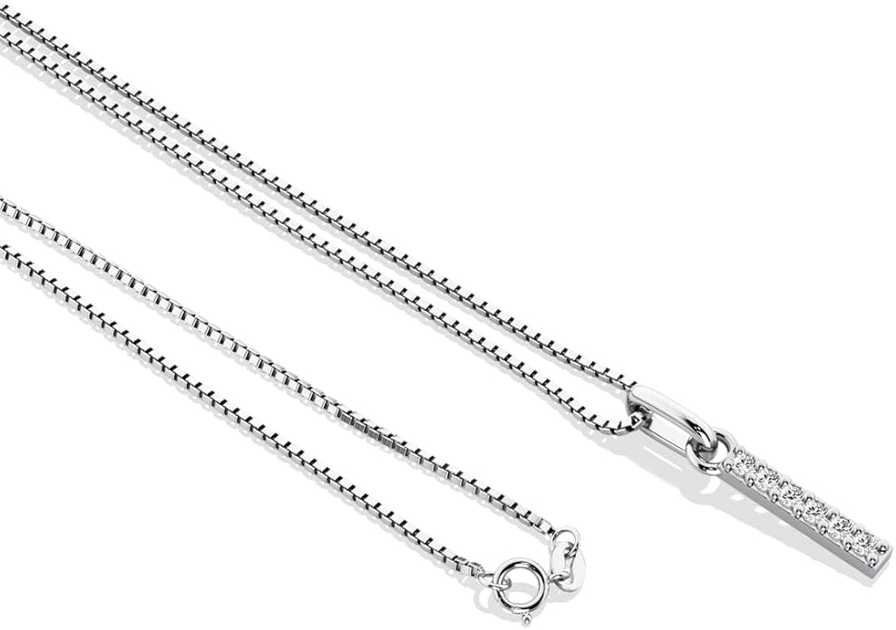 PEORA Letter A to Z Lab Grown Diamond Initial Pendant Necklace in Sterling Silver, F-G Color, VS Clarity, with 18 inch Chain