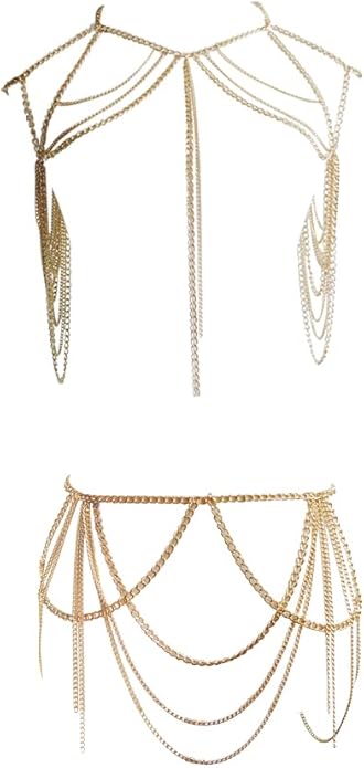 Sexy Body Chain Set Layered Necklace Bra Waist Chain Summer Fashion Bohemian Jewelry Suit for Beach Party Holidy