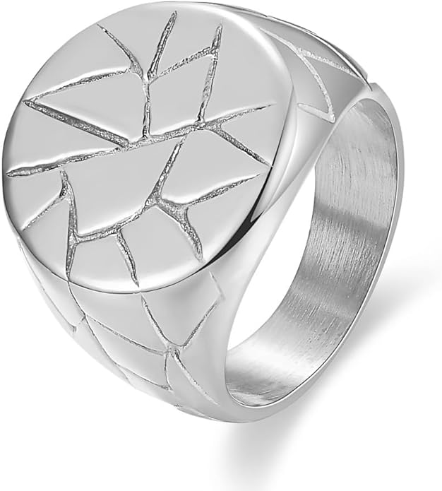 Stainless Steel Round Shape Classical Simple Plain Wedding Engagement Statement Pinky Band Signet Rings for Men Women Size 4-15