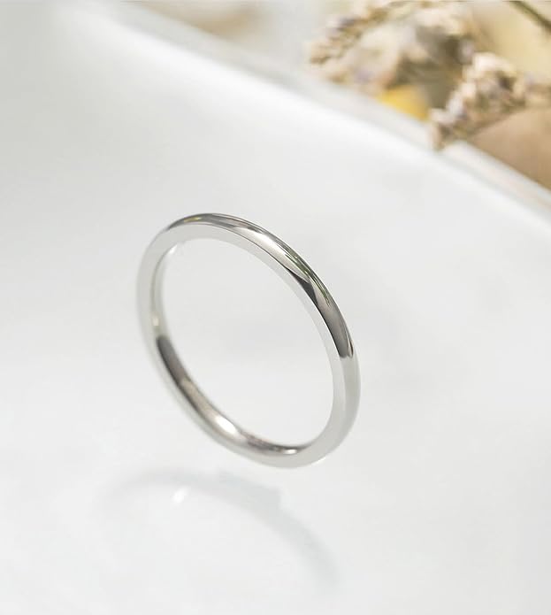 TIGRADE 2mm 4mm 6mm 8mm 10mm Titanium Ring Plain Dome High Polished Wedding Band Comfort Fit Size 3-15