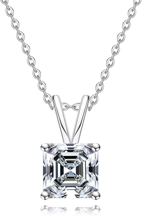 AnuClub Moissanite Pendant Necklace 2/3/4/5CT D Color VVS1 925 Sterling Silver Everyday Wear Necklace for Women Wife Her with Certificate, 40+2+3 Adjustable Chain