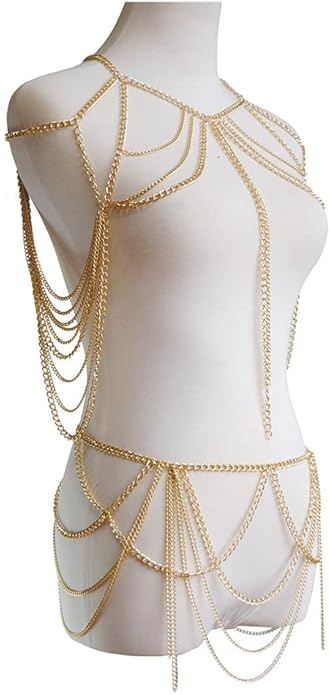Sexy Body Chain Set Layered Necklace Bra Waist Chain Summer Fashion Bohemian Jewelry Suit for Beach Party Holidy