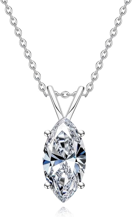 AnuClub Moissanite Pendant Necklace 2/3/4/5CT D Color VVS1 925 Sterling Silver Everyday Wear Necklace for Women Wife Her with Certificate, 40+2+3 Adjustable Chain