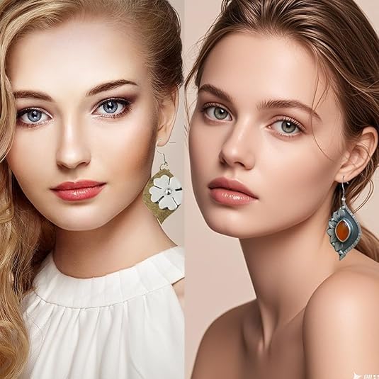 12 Pairs Vintage Geometric Druse Crystal Drop Dangle Earrings Ethnic Style Vintage Boho Jewelry Waterdrop Earrings Jewelry Set for Women