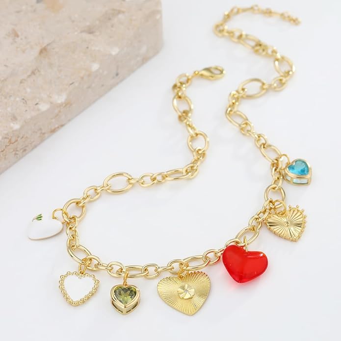 Charm Necklace for Women Gold Evil Eye Sun Moon Flower Coin Pendant Necklace Dainty Paperclip Chain Vintage Luck Amulet Choker Necklaces Celestial Jewelry Gift