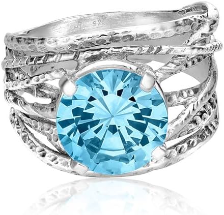 JEAN RACHEL JEWELRY 925 Sterling Silver Ring - Wrap Vintage Design with Prong Set Round Cubic Zirconia - Hypoallergenic, Lead & Nickel Free - Artisan Handcrafted Statement Rings for Women