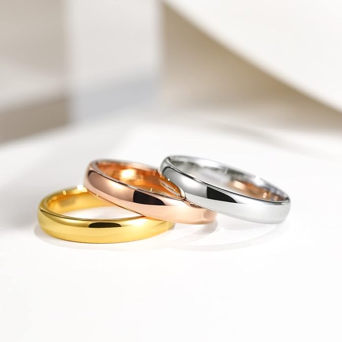 Greenpod 2mm 4mm 6mm Tungsten Wedding Bands Ring for Women Men Rose Gold/Silver/Gold/Black Polished Slim Engagement Promise Rings Comfort Fit Size 4-13