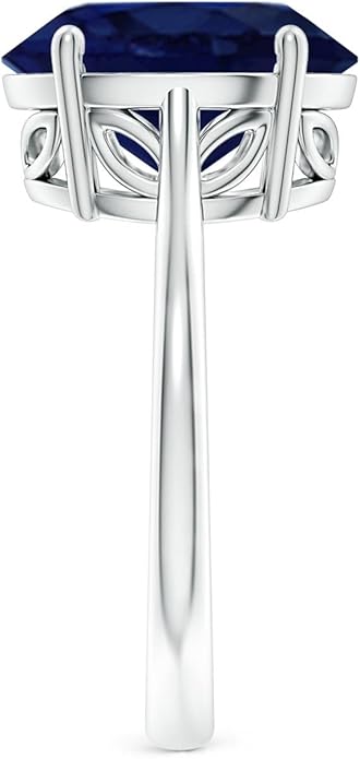 Angara Natural Blue Sapphire Solitaire Engagement Ring for Women | Oval Shape Blue Sapphire Ring in 14K Solid Gold/Sterling Silver/Platinum | September Birthday, Gemstone Jewellery Gift