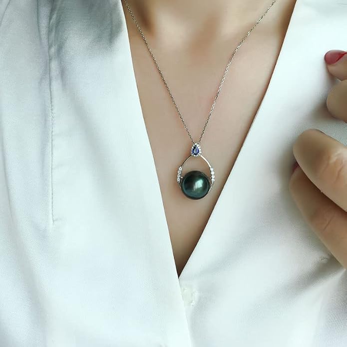 Gifts for Wife - Tahitian Black Pearl Necklace, Fine Jewelry for Mothers Day, Anniversary, Birthday, Valentines Day, Christmas