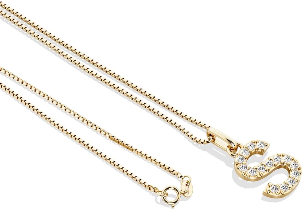 PEORA Letter A to Z Lab Grown Diamond Initial Pendant Necklace in Sterling Silver, F-G Color, VS Clarity, with 18 inch Chain