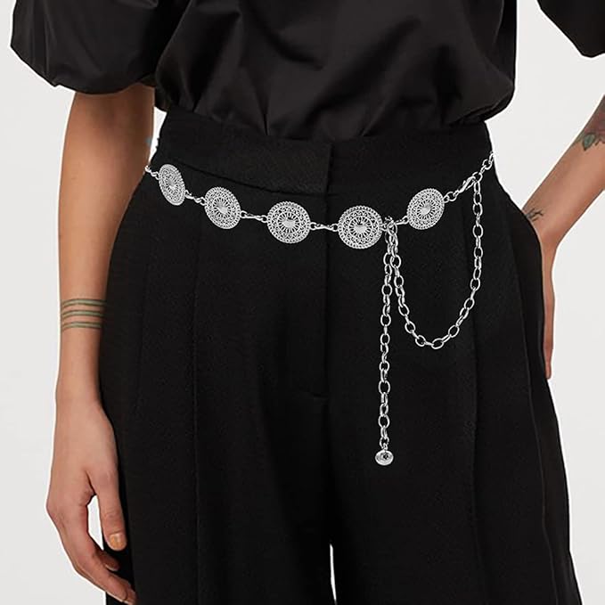 Women's Chain Belt Metal Waist Belt Chunky Belly Link Belt