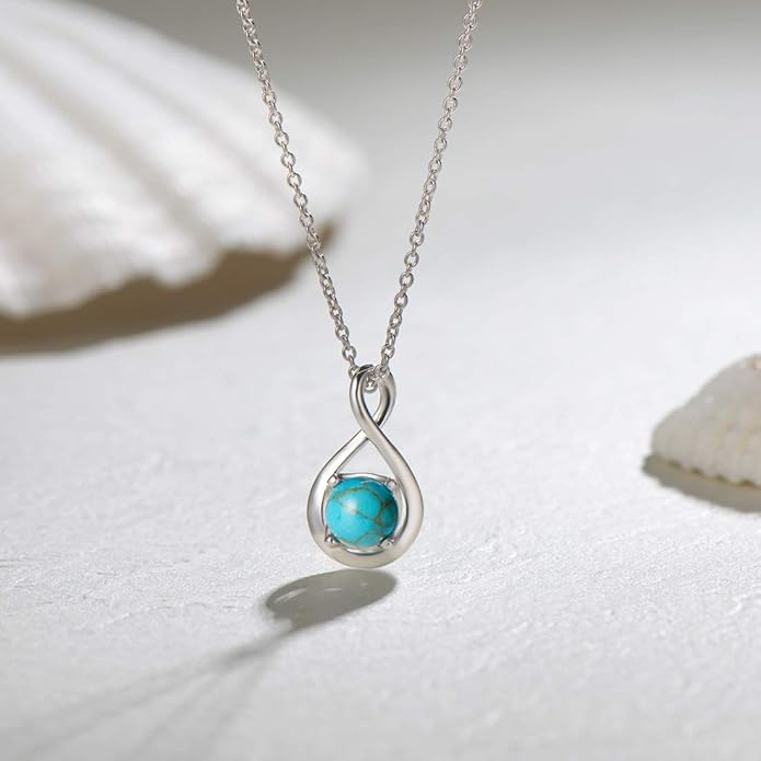 FANCIME Birthstone Necklaces for Women Fine Jewelry Sterling Silver Dainty Infinity Pendant Anniversary Birthday Christmas Gifts for Her Wife Mom Lady Daughter, Chain 16"+2" Extend
