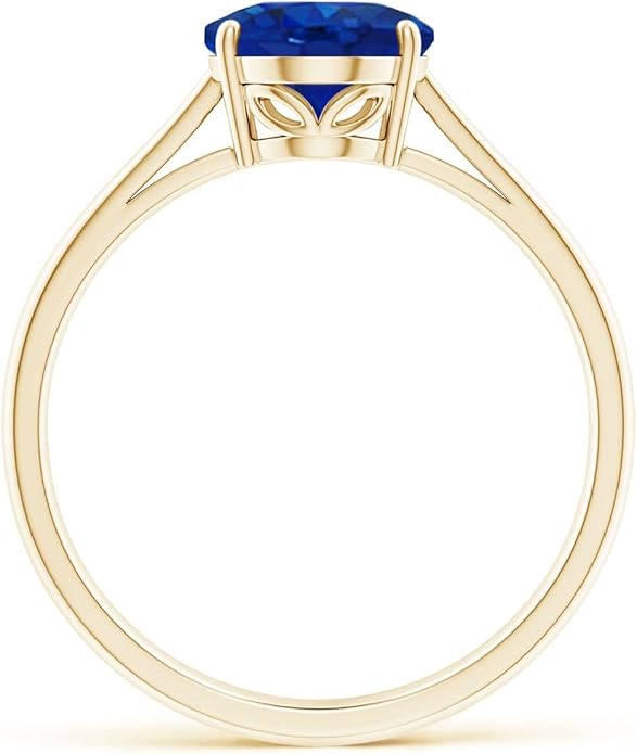 Angara Natural Blue Sapphire Solitaire Engagement Ring for Women | Oval Shape Blue Sapphire Ring in 14K Solid Gold/Sterling Silver/Platinum | September Birthday, Gemstone Jewellery Gift