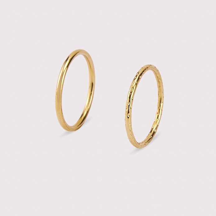 Hey Harper Gold Ring for Women - Gold Plated Stacking Waterproof & Sweatproof Jewerly Ring - Everday Non Tarnish Cute Fashion Circle Rings