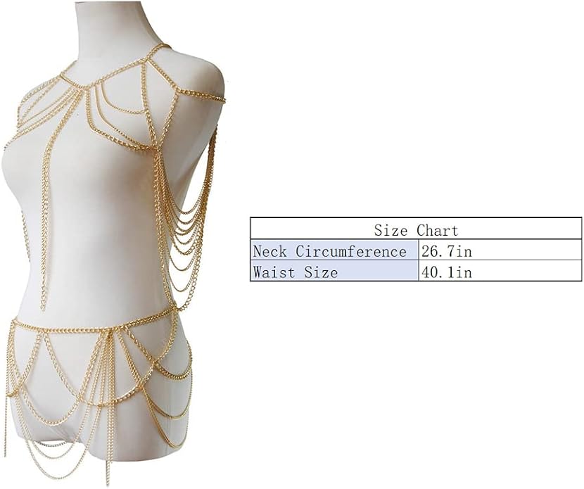 Sexy Body Chain Set Layered Necklace Bra Waist Chain Summer Fashion Bohemian Jewelry Suit for Beach Party Holidy