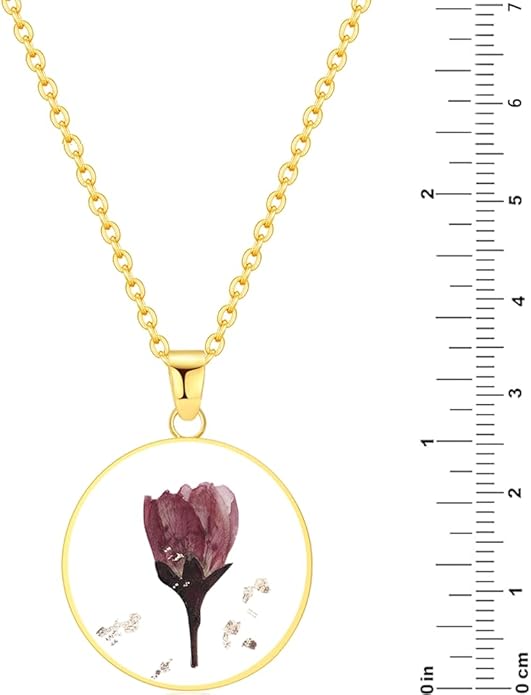 Forget-Me-Not and Queen Anne's Lace Pressed Wildflower Necklace | Birth Month Real Flower Necklace | Gold/Silver Pressed Flower Jewelry | Personalized Handmade Jewelry