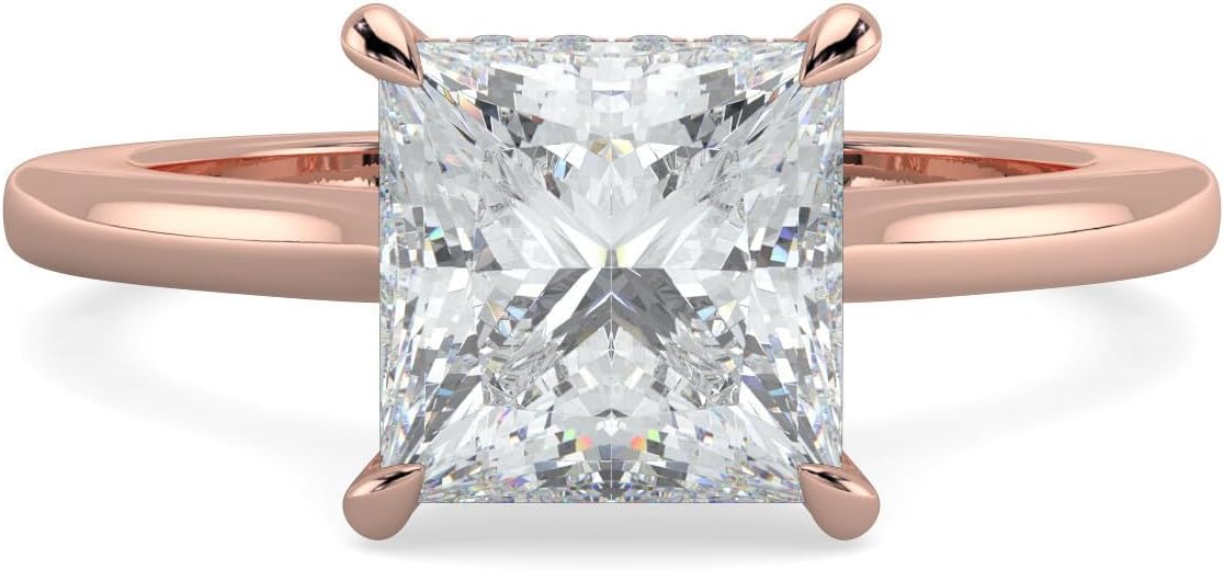 14K and 18K White Yellow and Rose Gold Lab Grown Diamond Solitaire Engagement Ring for Women, 4 Prong Rings for Wedding and Valentine Gift 1 to 2 Carat TW (Color E-F, Clarity VVS-VS)