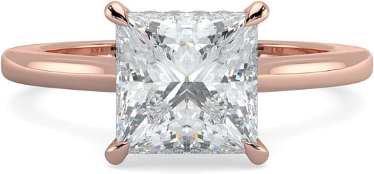 14K and 18K White Yellow and Rose Gold Lab Grown Diamond Solitaire Engagement Ring for Women, 4 Prong Rings for Wedding and Valentine Gift 1 to 2 Carat TW (Color E-F, Clarity VVS-VS)