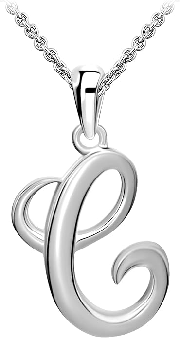 SEA OF ICE Letter Initial Necklace, Alphabet Letter Pendant Necklace, Sterling Silver, Gold, Rose Gold Necklace for Women, Elegant Initial Necklaces, Personalized Custom Women's Necklaces