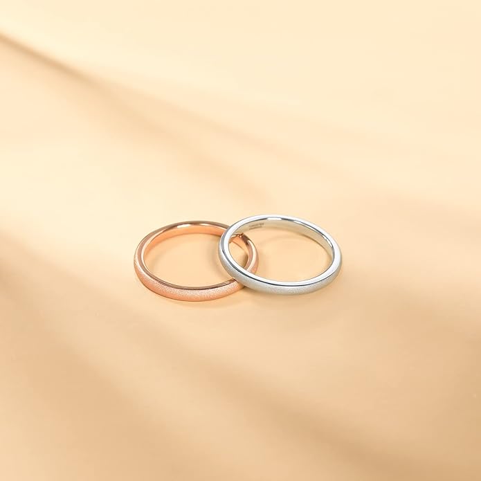 Greenpod 2mm 4mm 6mm Tungsten Wedding Bands Ring for Women Men Rose Gold/Silver/Gold/Black Polished Slim Engagement Promise Rings Comfort Fit Size 4-13