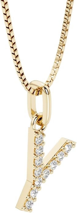 PEORA Letter A to Z Lab Grown Diamond Initial Pendant Necklace in Sterling Silver, F-G Color, VS Clarity, with 18 inch Chain