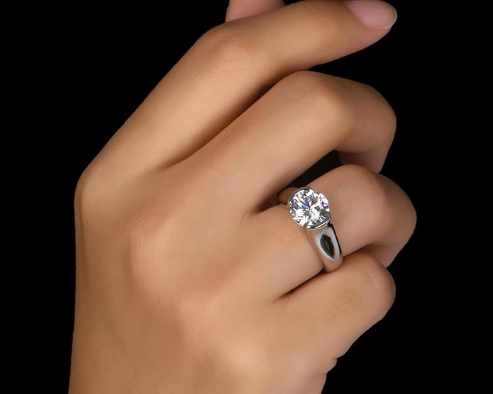 AINUOSHI 2.0 Carat Moissanite Ring, Wedding Ring, Made with Sterling Silver, Round Cut, Gift for Wedding, Engagement and Anniversary