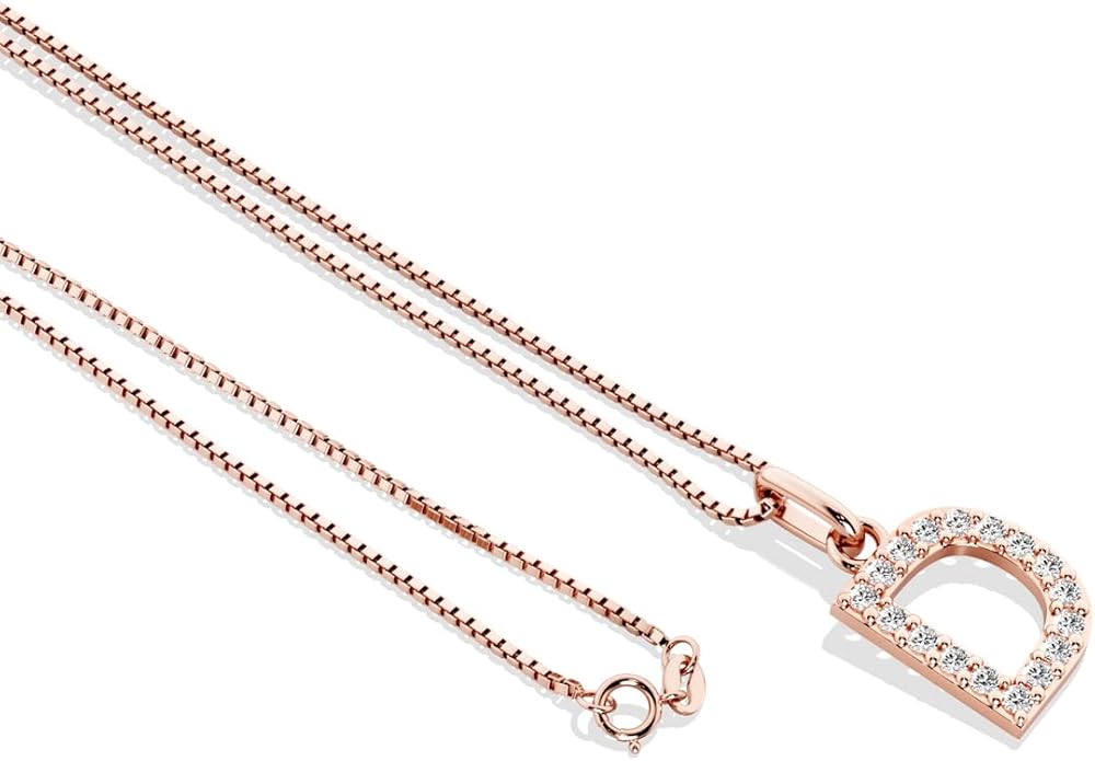 PEORA Letter A to Z Lab Grown Diamond Initial Pendant Necklace in Sterling Silver, F-G Color, VS Clarity, with 18 inch Chain