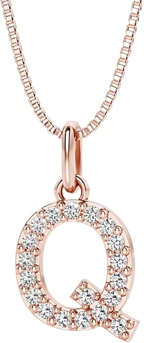 PEORA Letter A to Z Lab Grown Diamond Initial Pendant Necklace in Sterling Silver, F-G Color, VS Clarity, with 18 inch Chain
