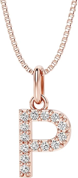 PEORA Letter A to Z Lab Grown Diamond Initial Pendant Necklace in Sterling Silver, F-G Color, VS Clarity, with 18 inch Chain