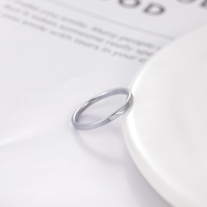 TRUMIUM 2mm 4mm 6mm Tungsten Rings for Women Men's Wedding Bands Gold Plated Beveled Edges Flat High Polished Comfort Fit Size 5-14