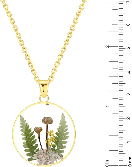 Forget-Me-Not and Queen Anne's Lace Pressed Wildflower Necklace | Birth Month Real Flower Necklace | Gold/Silver Pressed Flower Jewelry | Personalized Handmade Jewelry