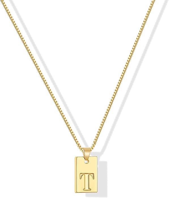 Gacimy Dainty Gold Initial Necklaces for Women, 18K Gold Plated Name Necklace for Women with Trendy A-Z Letter Nedcklace Pendant