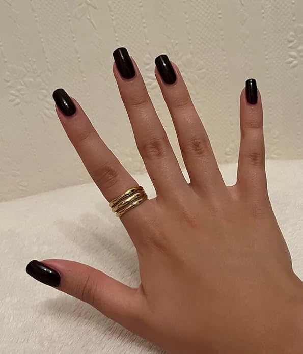 Hey Harper Gold Ring for Women - Gold Plated Stacking Waterproof & Sweatproof Jewerly Ring - Everday Non Tarnish Cute Fashion Circle Rings