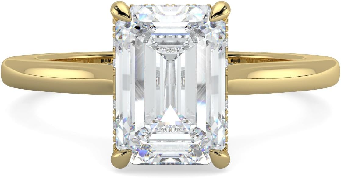 14K and 18K White Yellow and Rose Gold Lab Grown Diamond Solitaire Engagement Ring for Women, 4 Prong Rings for Wedding and Valentine Gift 1 to 2 Carat TW (Color E-F, Clarity VVS-VS)