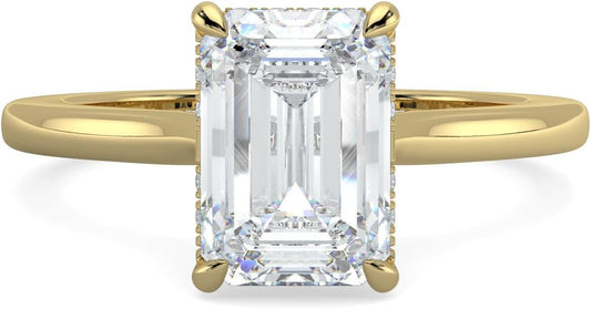 14K and 18K White Yellow and Rose Gold Lab Grown Diamond Solitaire Engagement Ring for Women, 4 Prong Rings for Wedding and Valentine Gift 1 to 2 Carat TW (Color E-F, Clarity VVS-VS)