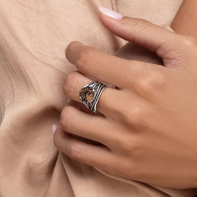 JEAN RACHEL JEWELRY 925 Sterling Silver Ring - Wrap Vintage Design with Prong Set Round Cubic Zirconia - Hypoallergenic, Lead & Nickel Free - Artisan Handcrafted Statement Rings for Women