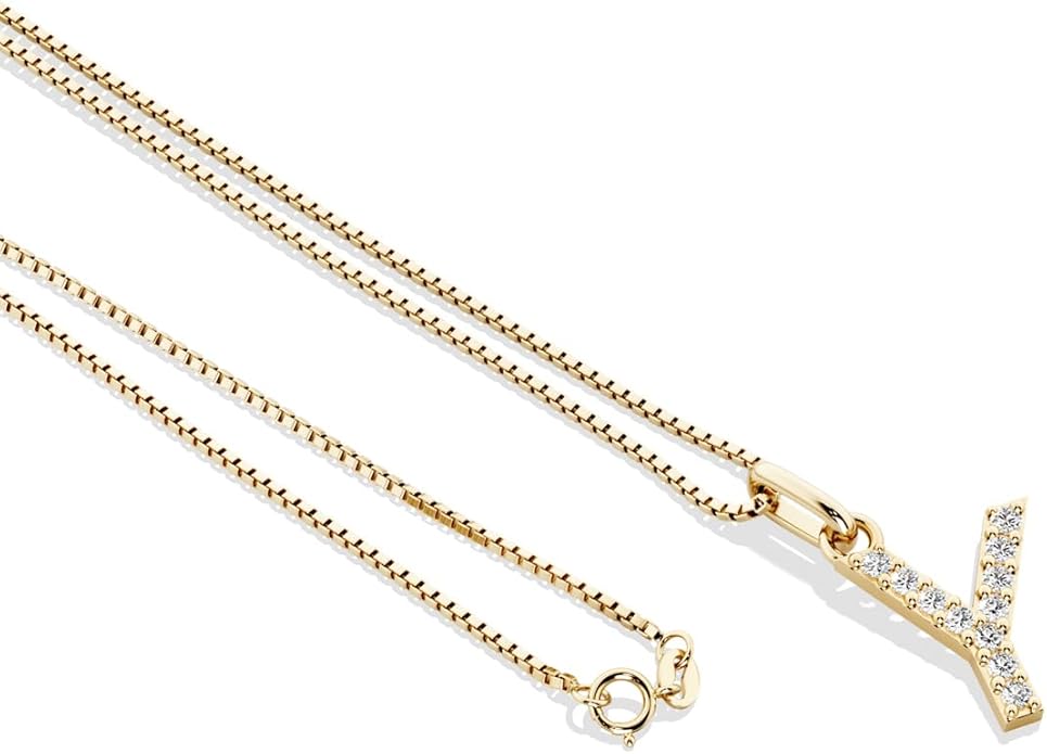 PEORA Letter A to Z Lab Grown Diamond Initial Pendant Necklace in Sterling Silver, F-G Color, VS Clarity, with 18 inch Chain