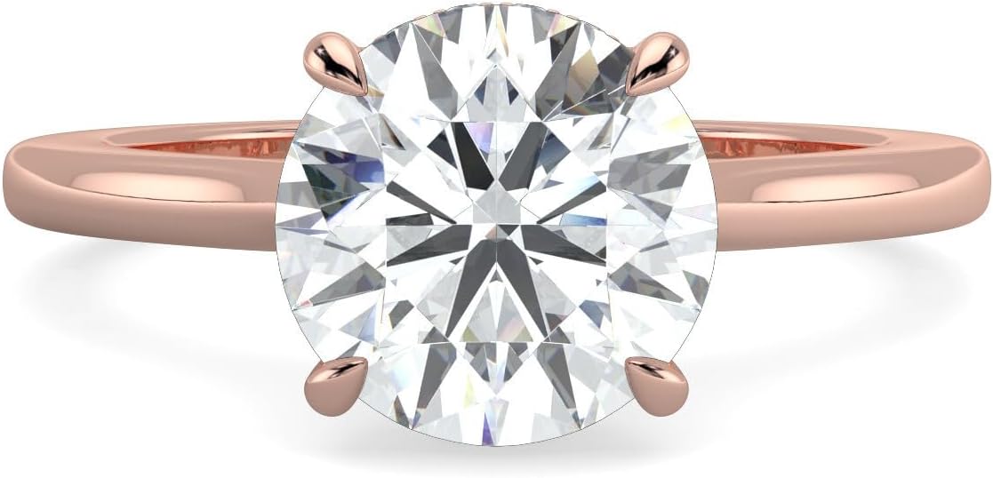 14K and 18K White Yellow and Rose Gold Lab Grown Diamond Solitaire Engagement Ring for Women, 4 Prong Rings for Wedding and Valentine Gift 1 to 2 Carat TW (Color E-F, Clarity VVS-VS)