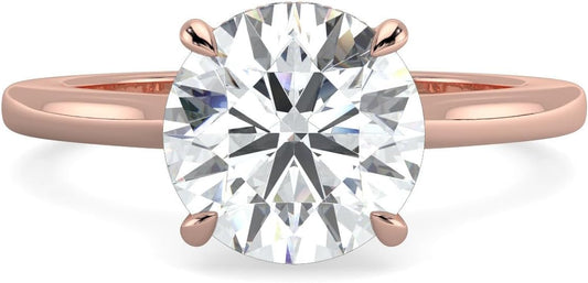 14K and 18K White Yellow and Rose Gold Lab Grown Diamond Solitaire Engagement Ring for Women, 4 Prong Rings for Wedding and Valentine Gift 1 to 2 Carat TW (Color E-F, Clarity VVS-VS)