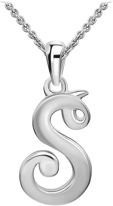 SEA OF ICE Letter Initial Necklace, Alphabet Letter Pendant Necklace, Sterling Silver, Gold, Rose Gold Necklace for Women, Elegant Initial Necklaces, Personalized Custom Women's Necklaces