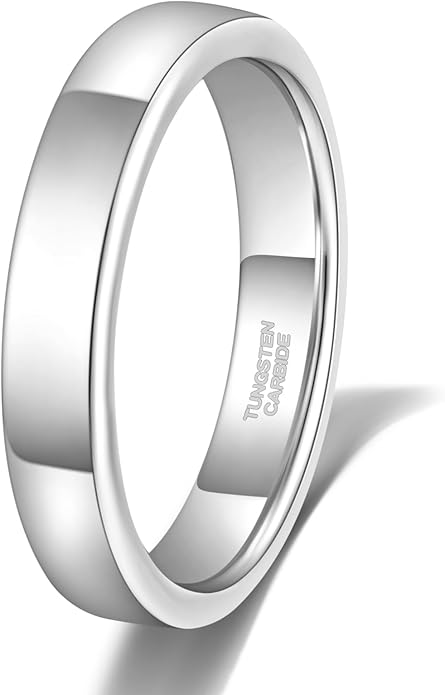 TRUMIUM 2mm 4mm 6mm Tungsten Rings for Women Men's Wedding Bands Gold Plated Beveled Edges Flat High Polished Comfort Fit Size 5-14