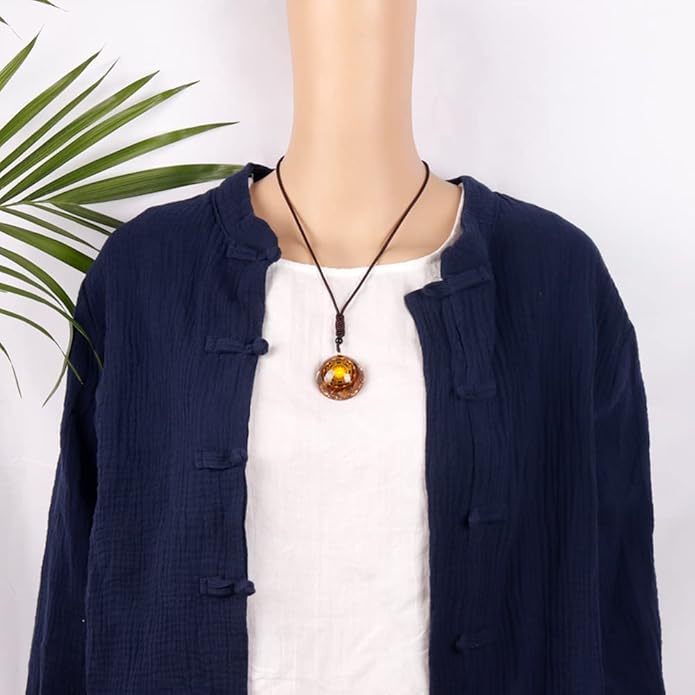 Day Day Up Orgonite Pendant Tiger Eye Necklace Sri Yantra Necklace Sacred Geometry Energy Healing Yoga Jewelry (Style 1)