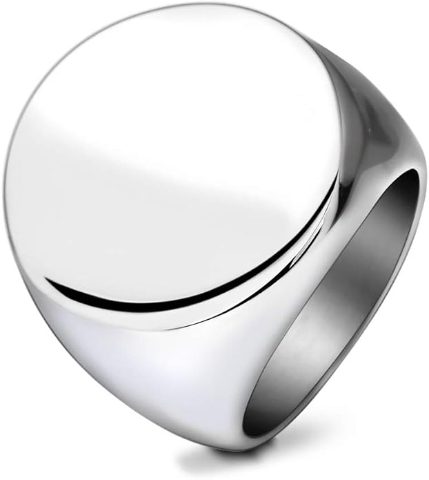 Stainless Steel Round Shape Classical Simple Plain Wedding Engagement Statement Pinky Band Signet Rings for Men Women Size 4-15