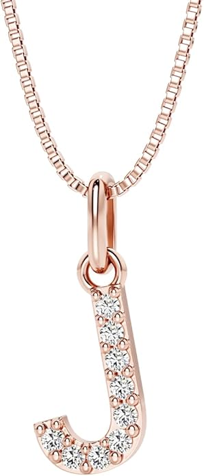 PEORA Letter A to Z Lab Grown Diamond Initial Pendant Necklace in Sterling Silver, F-G Color, VS Clarity, with 18 inch Chain