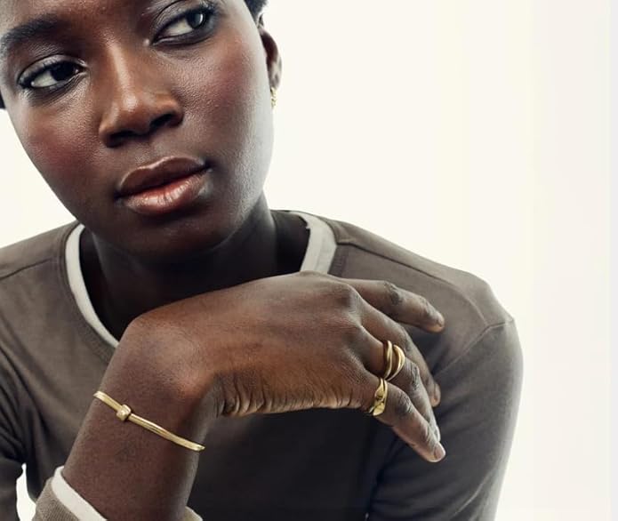 Hey Harper Gold Ring for Women - Gold Plated Stacking Waterproof & Sweatproof Jewerly Ring - Everday Non Tarnish Cute Fashion Circle Rings