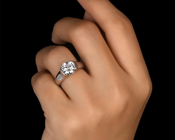 AINUOSHI 2.0 Carat Moissanite Ring, Wedding Ring, Made with Sterling Silver, Round Cut, Gift for Wedding, Engagement and Anniversary